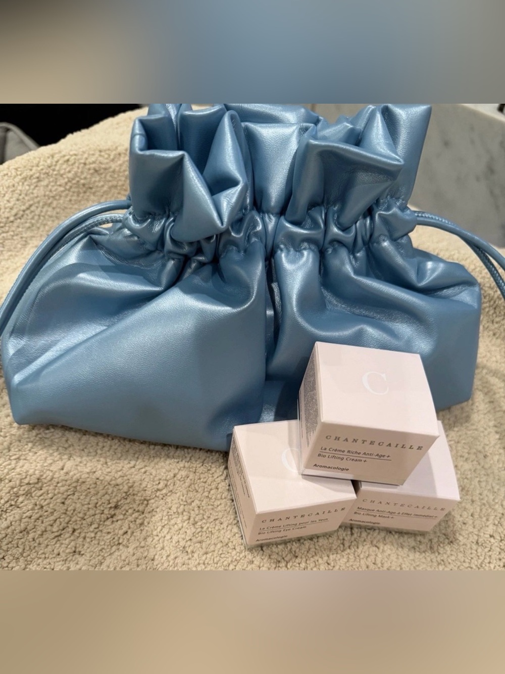 Chantecaille Aromacologie 3Pc Travel Set Blue Bag Bio lifting mask/cream/eye New